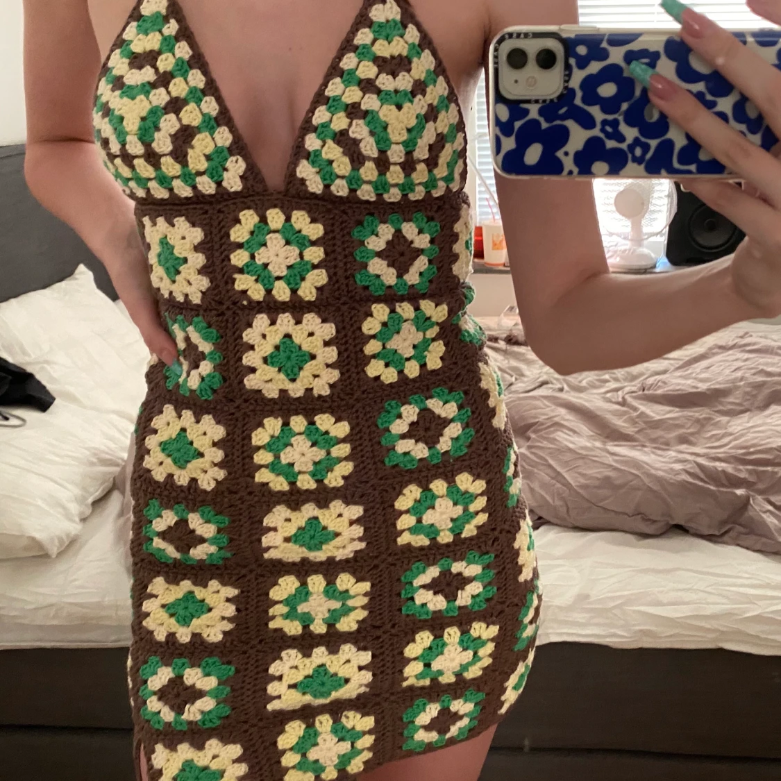 Virkad granny square klänning - 90