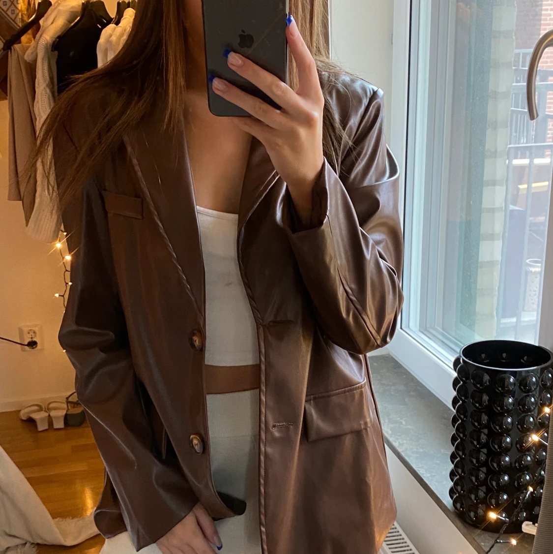 Brun skinnjacka - 90