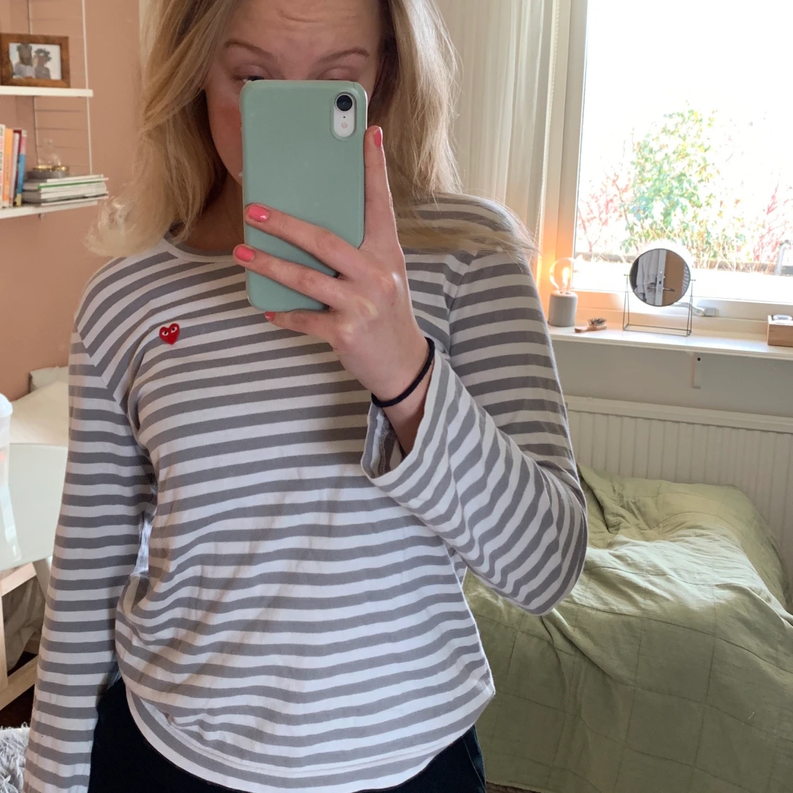 Vit grå randig cdg tröja  - 38