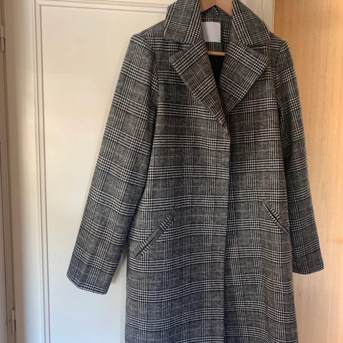 Kappa, grå, rutig, oanvänd