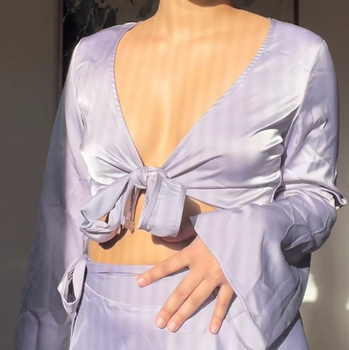 Lila two piece set i siden - 90