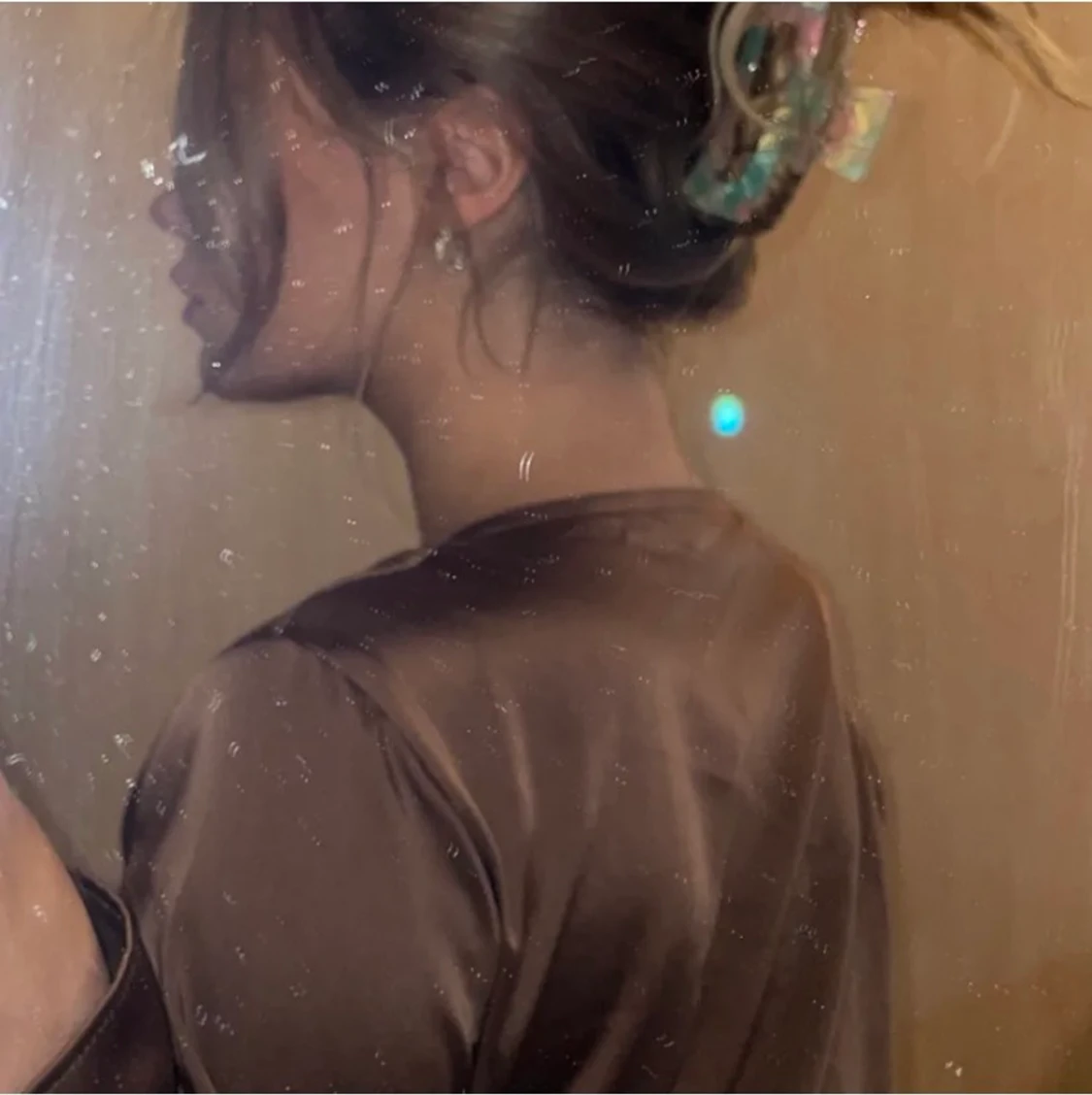 Brun satin blus  - 91