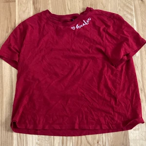 Röd t-shirt - T-shirten är i bra skick. Den har en liten text uppe i vänstra hörnet där det står ”love breaker”. Storlek:L. Den är från H&M