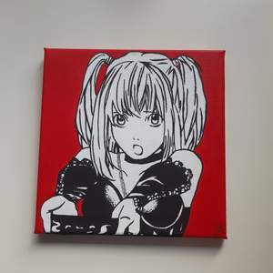 Akryl tavla gjord av mig med motiv av Misa Amane från animen Death note. Canvasen är 20×20 stor. 250 kr inkl frakt.