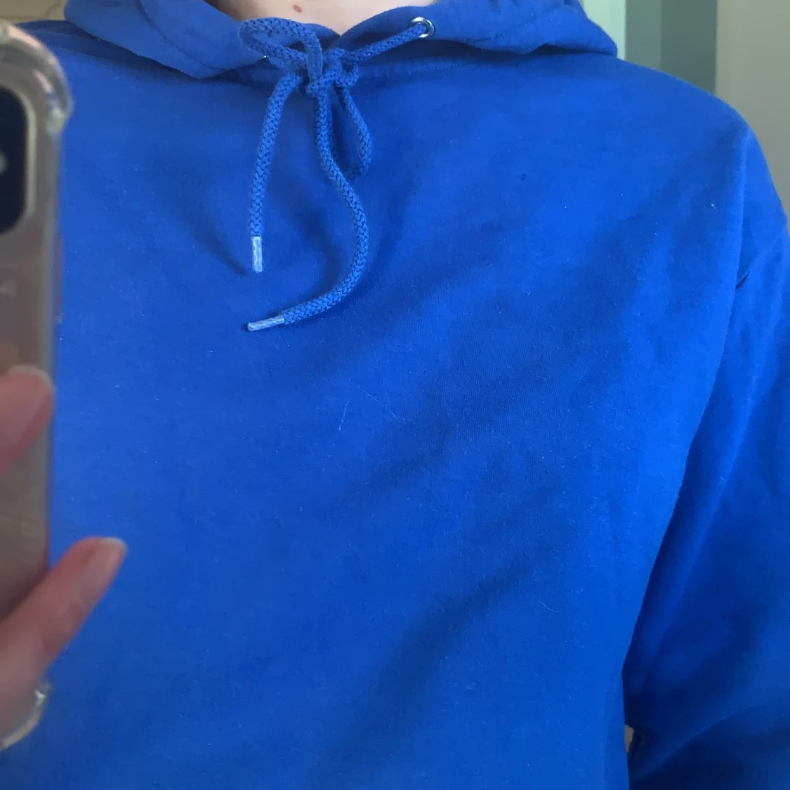 Klarblå trendig hoodie - 91