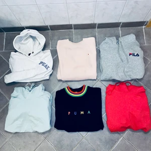 Tjocktröjor olika märken  - Märken som champion, puma, fila och peak! Paketpris. Hör av dig vid intresse om en speciell tröja så kan det diskuteras. Alla passar mig som kan ha mellan 34-38 i storlek