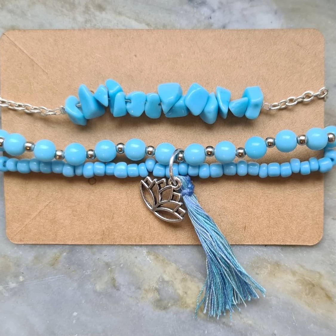 Blått armband med Lotus - 91