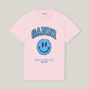Ganni T-shirt - Säljer denna rosa Ganni T-shirt, då den inte kommer till använding. Har använt den cirka tre gånger, så den är i väldigt bra skick🤍 Storlek S
