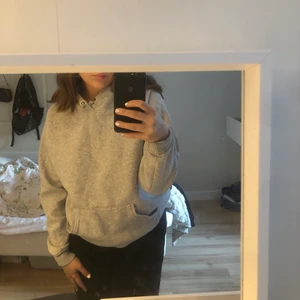 Grå hoodie - Hoodie från Bikbok som säljs för har ingen användning till den o vill få bort saker ifrån min garderob😚 snörena är korta men hoodin är i i bra skick annars:)