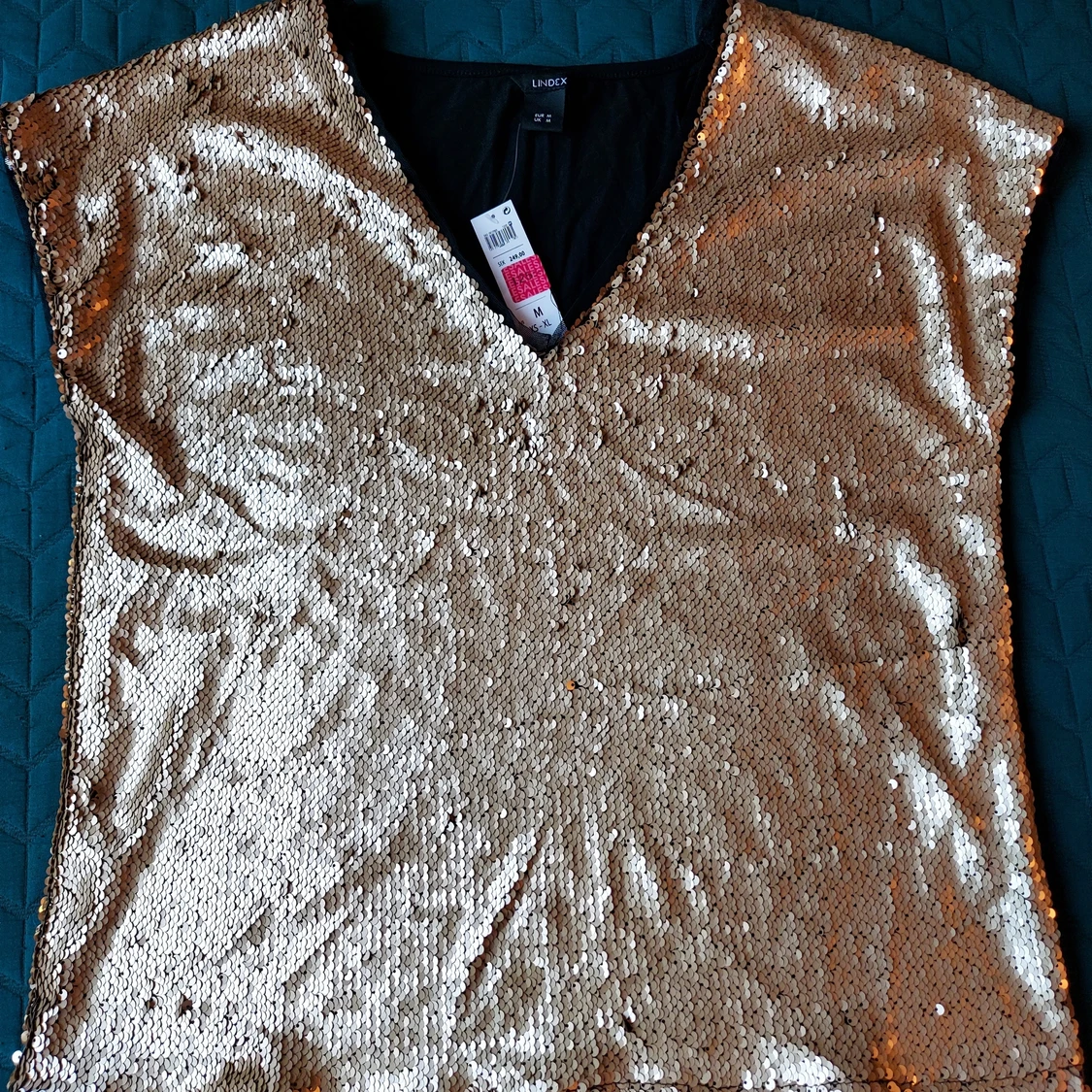 NEW Lindex golden sequined blouse, M