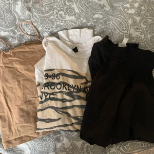 3 tröjor för 100kr - 1. Beiget linne Gina Tricot, 2. T-shirt, gina tricot, 3. Linne-body med polo H&M, alla kläder strl XS/S 