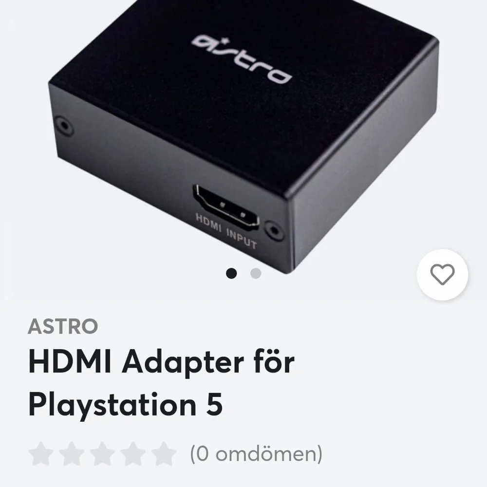 Säljer en hdmi adapter till ps5 för astro headset. Använt en gång bara.. Övrigt.