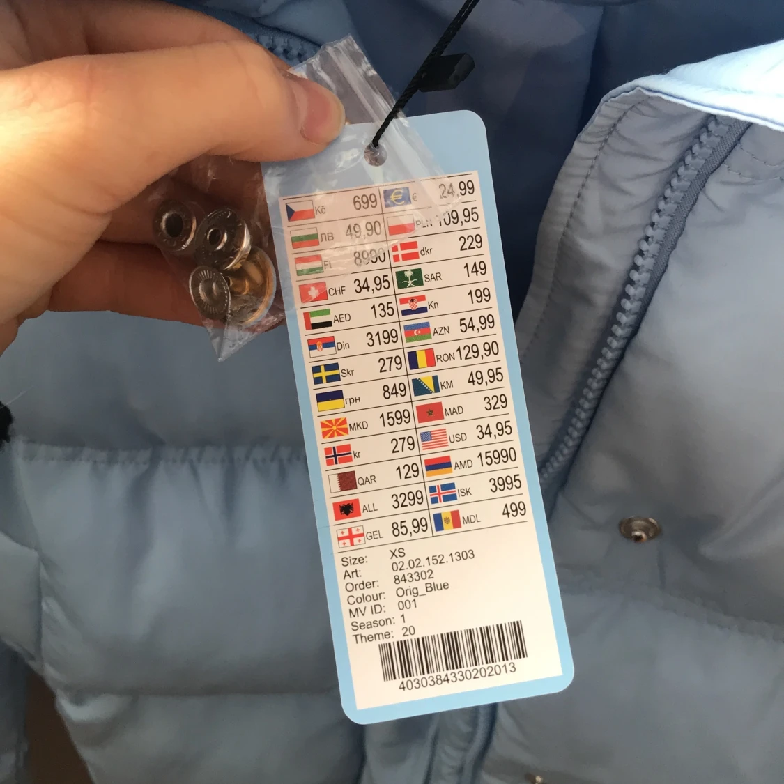 Jättefin ljusblå jacka storlek XS - 91