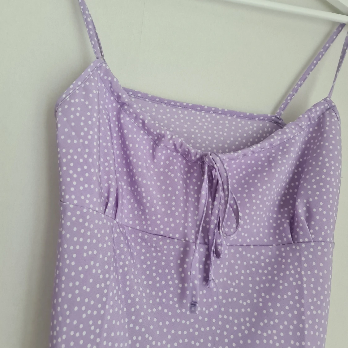 Lila-vitprickig maxi klänning - 90