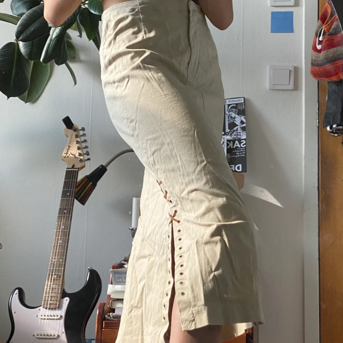 Beige midi kjol - 90