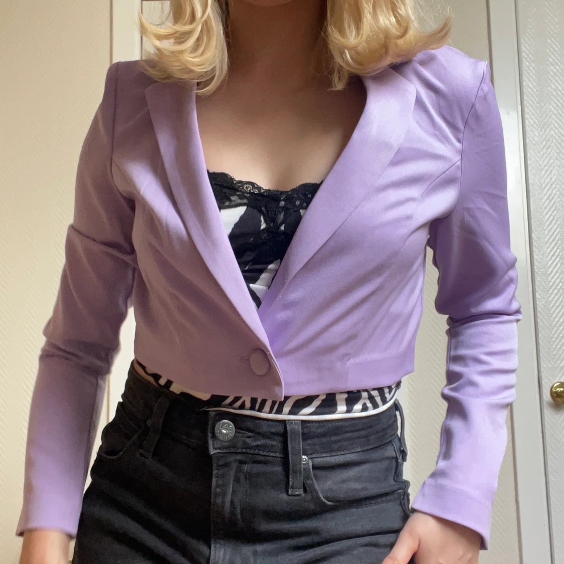 lila croppad kavaj - 91