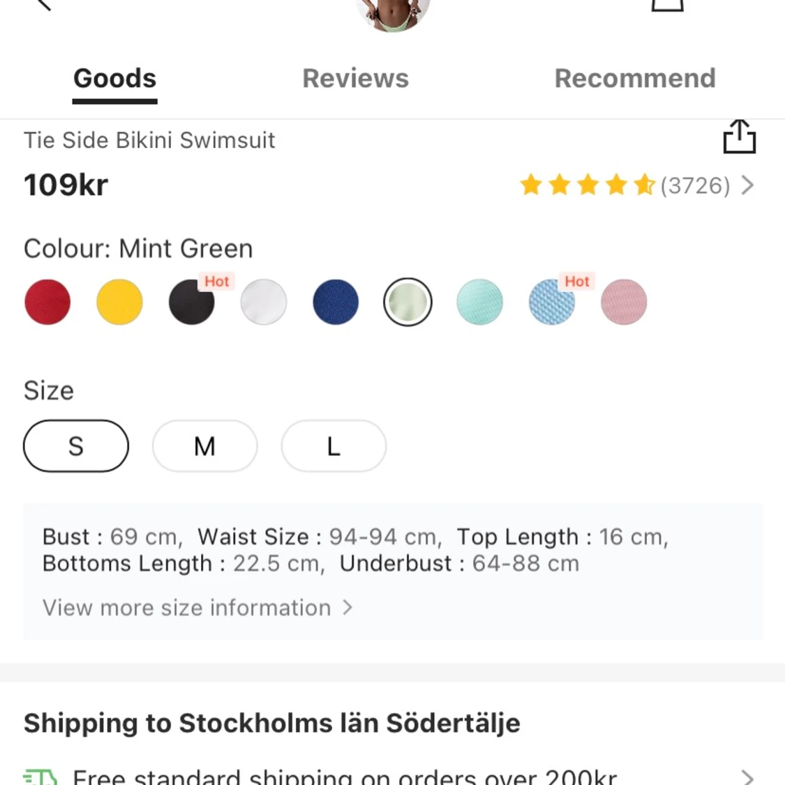 Mintgrön bikinitopp - 90