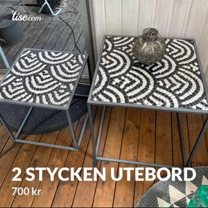 2 stycken utebord - Passa på fynda! Säljer mina två utebord eftersom dem tyvärr aldrig kommer till användning! Fint marmor/Sten  liknande robust material, fint skick. Nypris ca 1700kr för båda. Får hämtas i Halmstad! Vid frågor kontakta mig 🥰