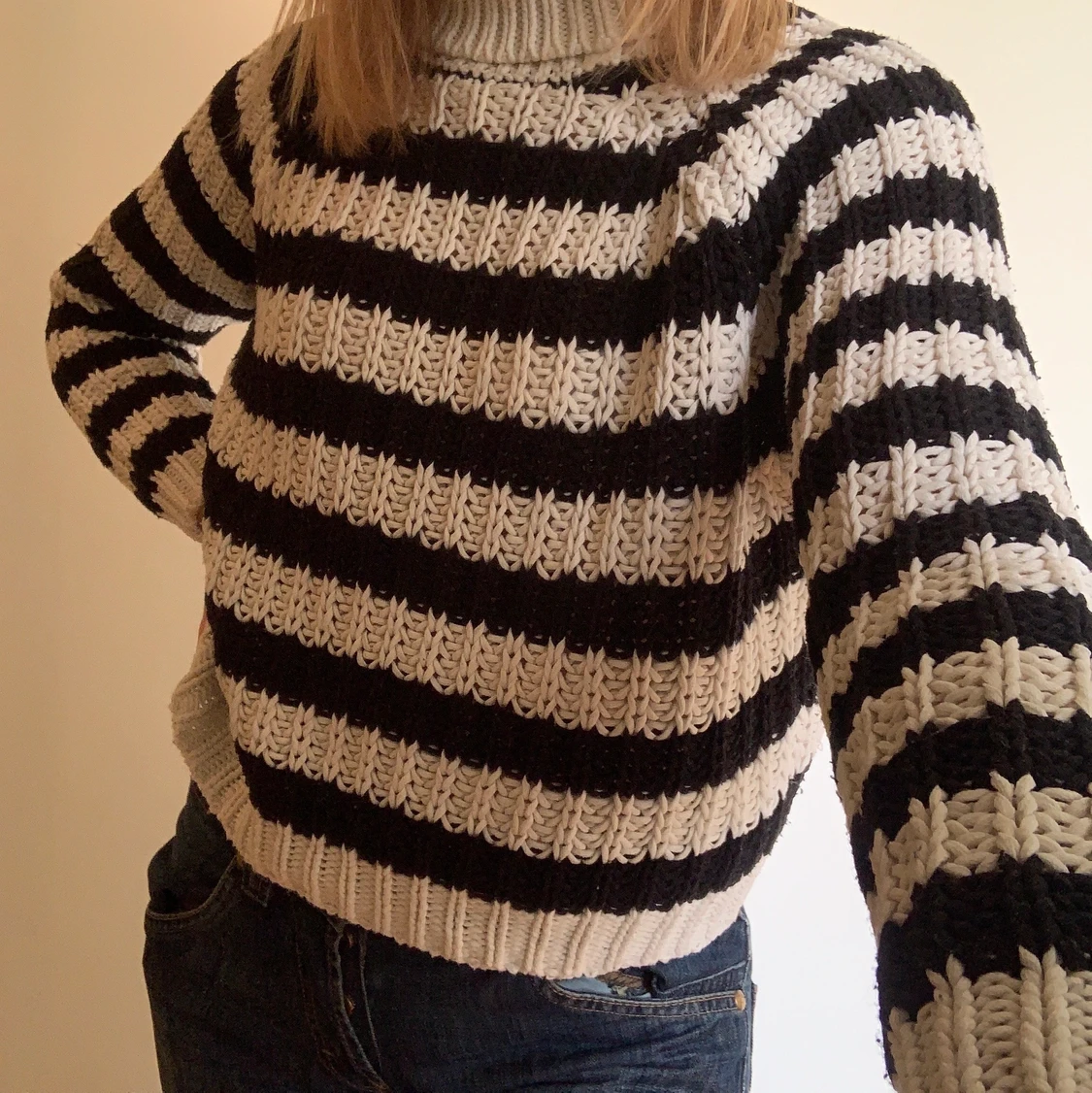 Randig stickad tröja - 90