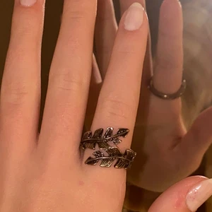 Löv ring - En jättefin ring! Den är silver med lite missfärg på baksidan (kolla sista sliden för bild) köptes för 39kr 🤍