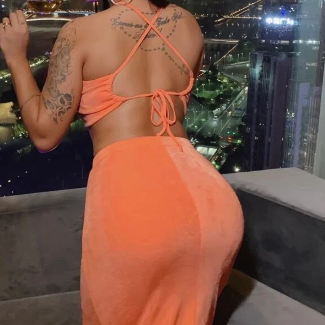 Orange Kjol set  - 90