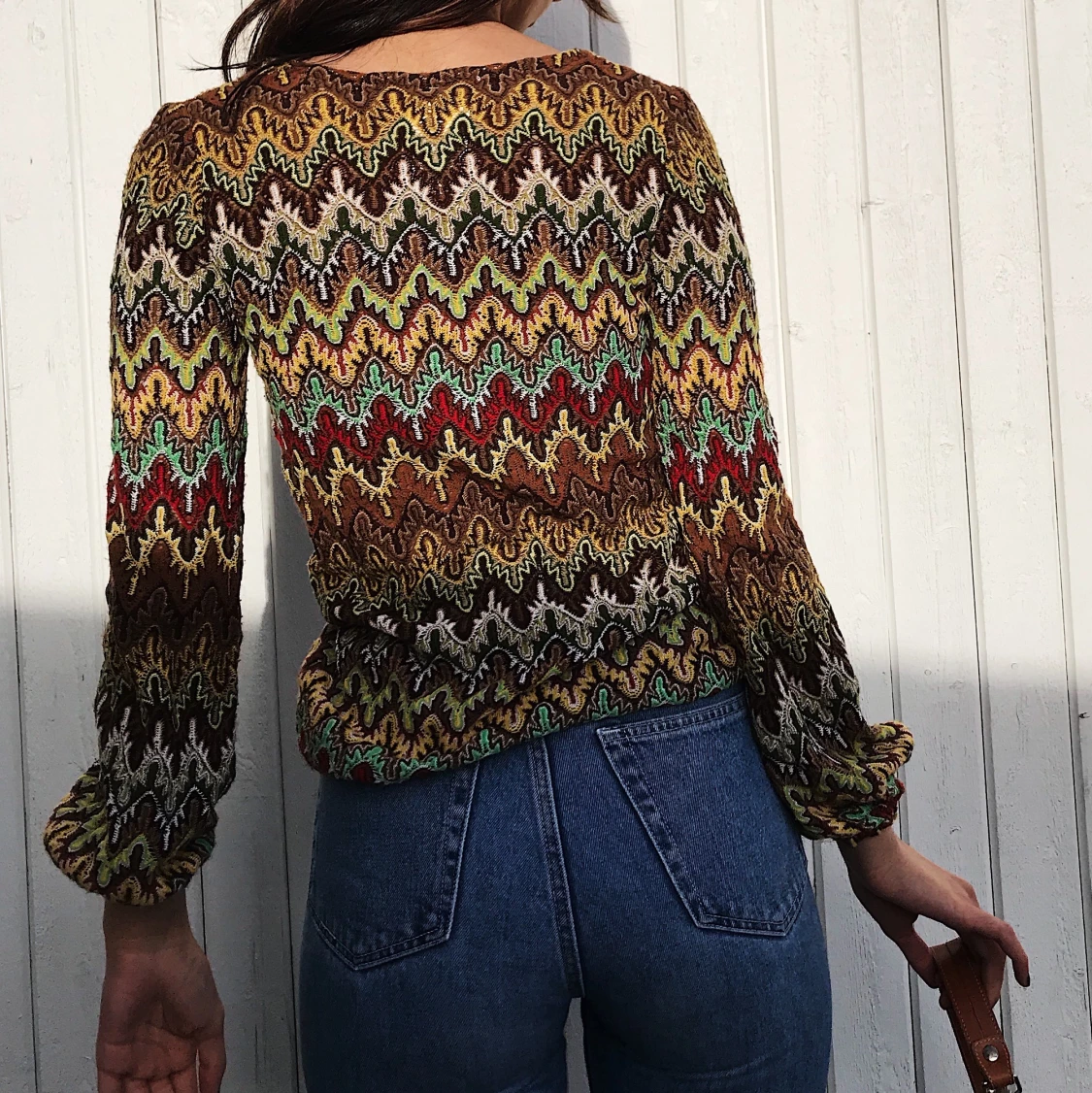 Söt multicolour Vintage tröja hippie Stil och puffärm 90-tal - 90