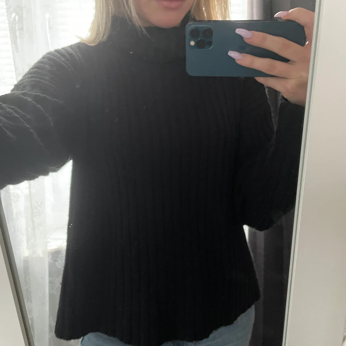 Svart stickad polo kofta - 23