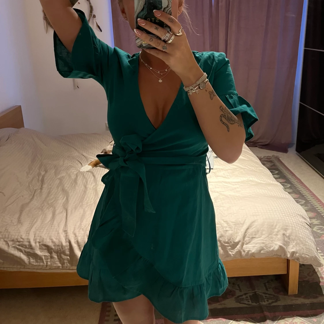 Nelly grön omlott klänning strl 34