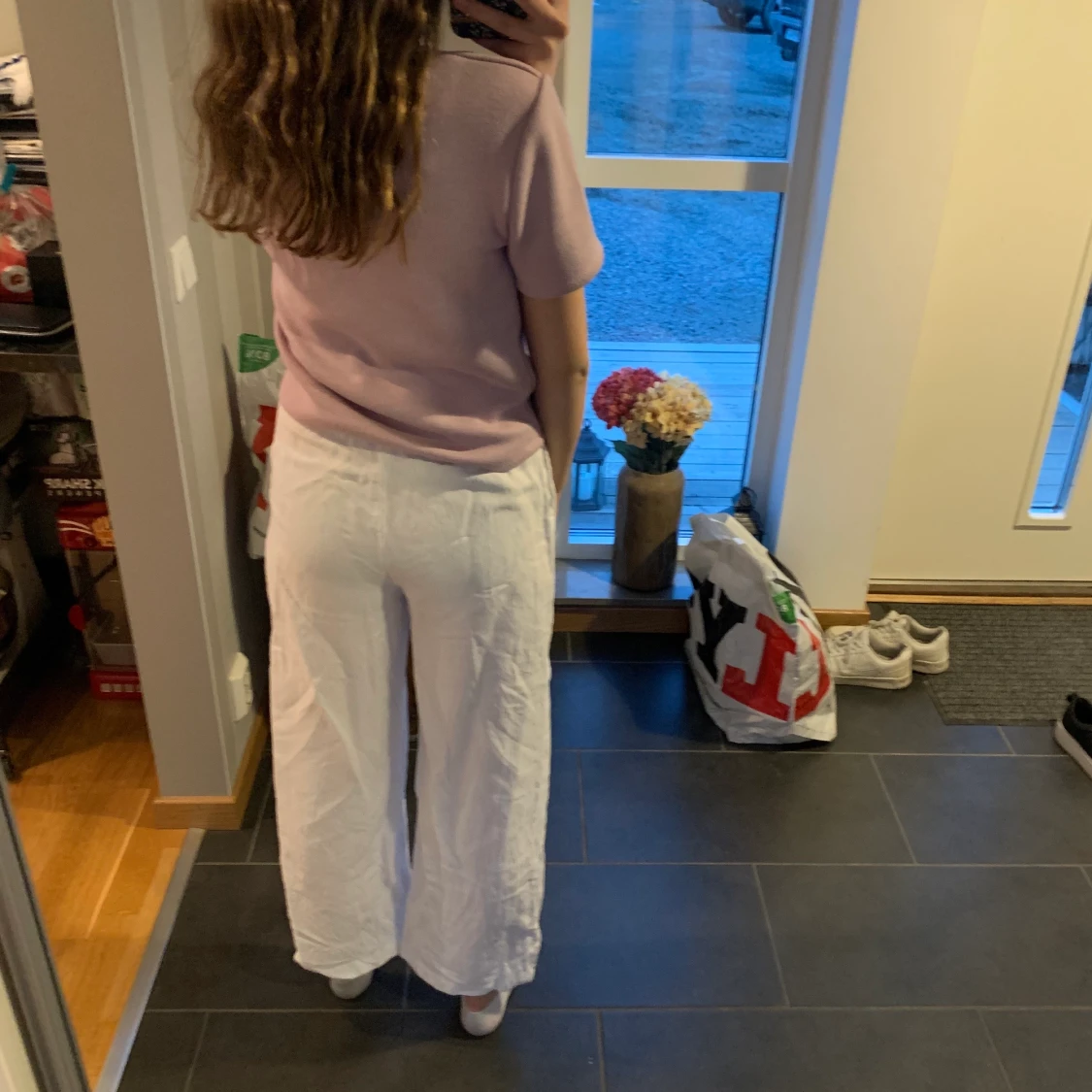 Vita linnebyxor  - 90