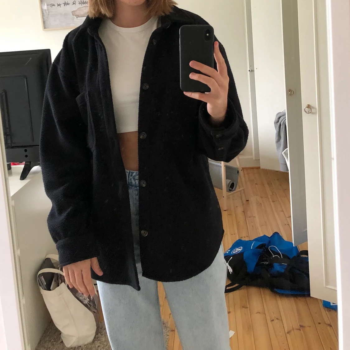 Svart fleecejacka  - 90