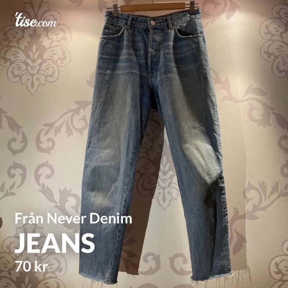 Fina jeans från Never Denim i strl S men är lite små i storleken. Fint skick. Säljes pga att de inte används längre.. Jeans & Byxor.