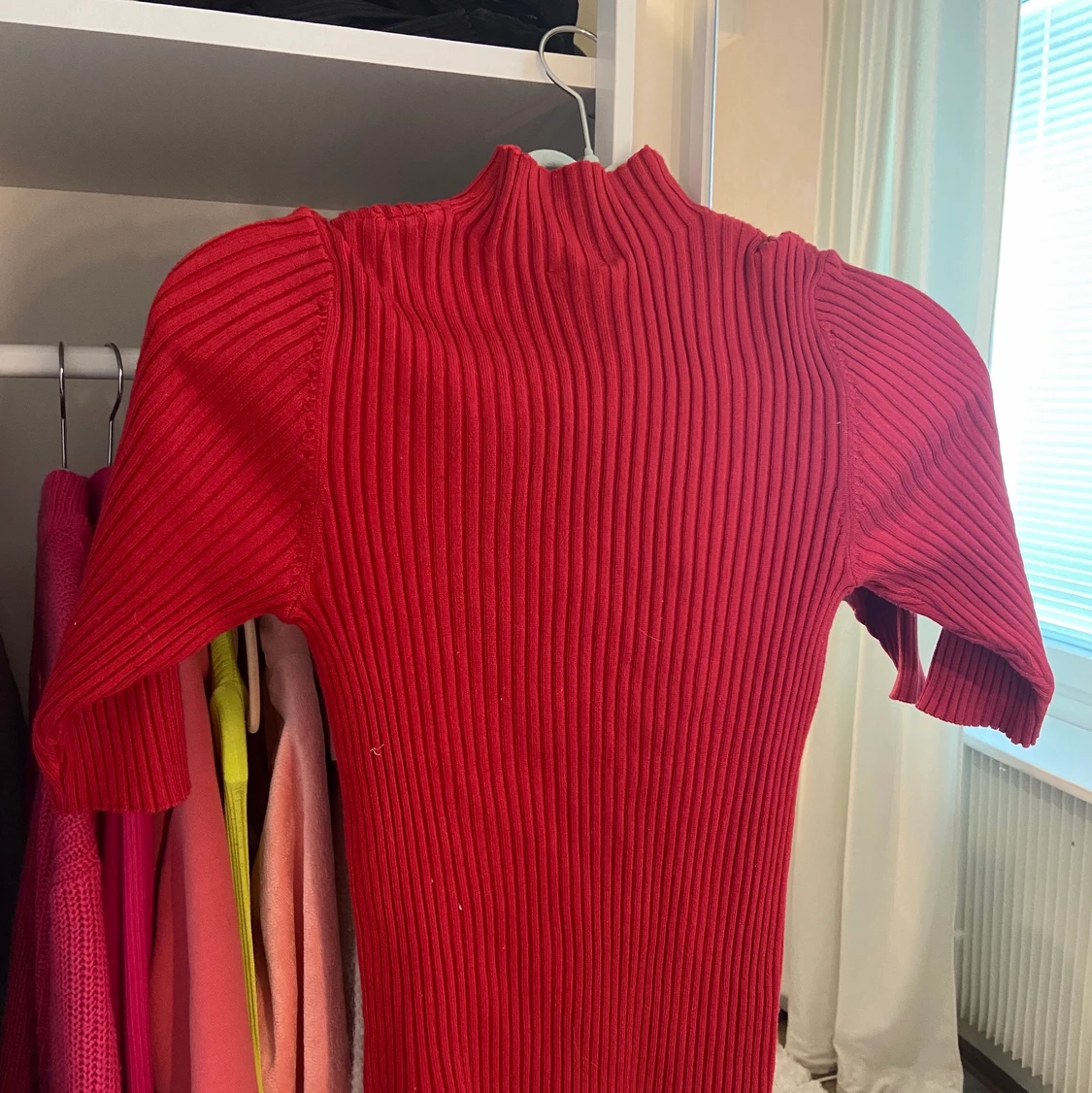 ribbad tröja, halv ärm