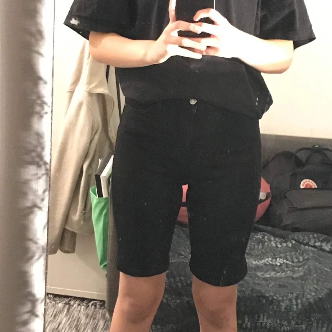 Svarta jeans biker shorts xs - 90