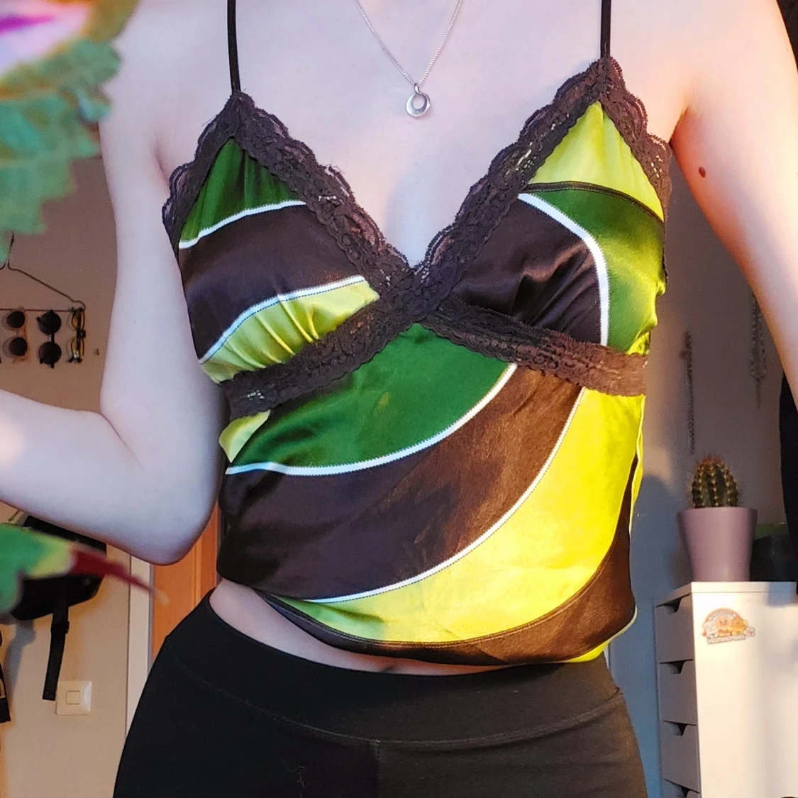 Brunt och grönt linne - 91