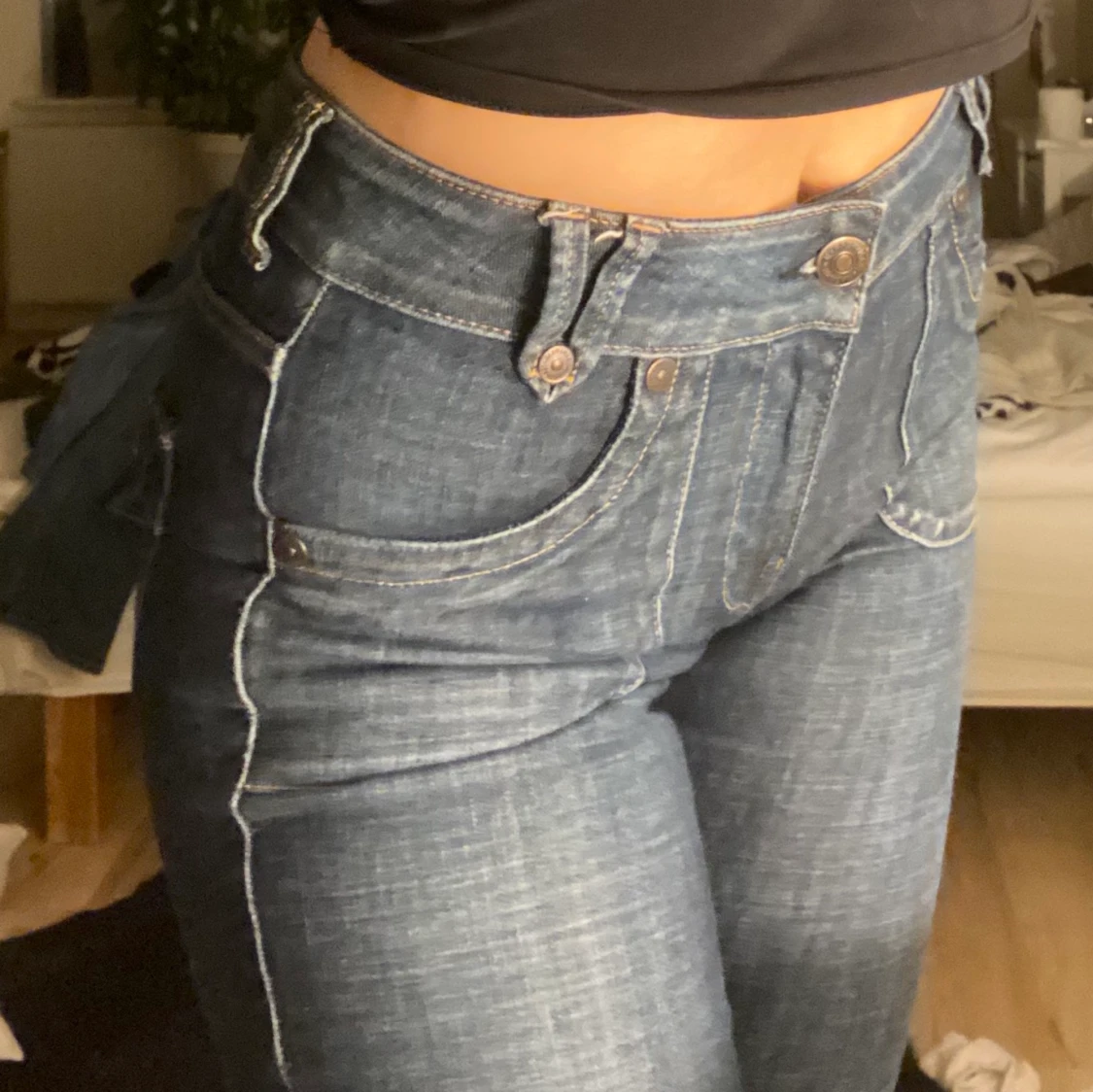 Lågmidjade blåa jeans - 91