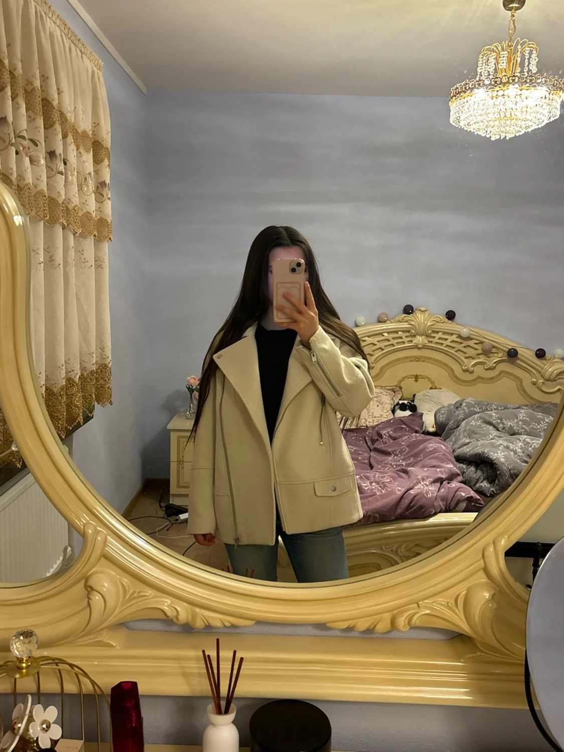 Krämvit ullkappa från H&M - 2