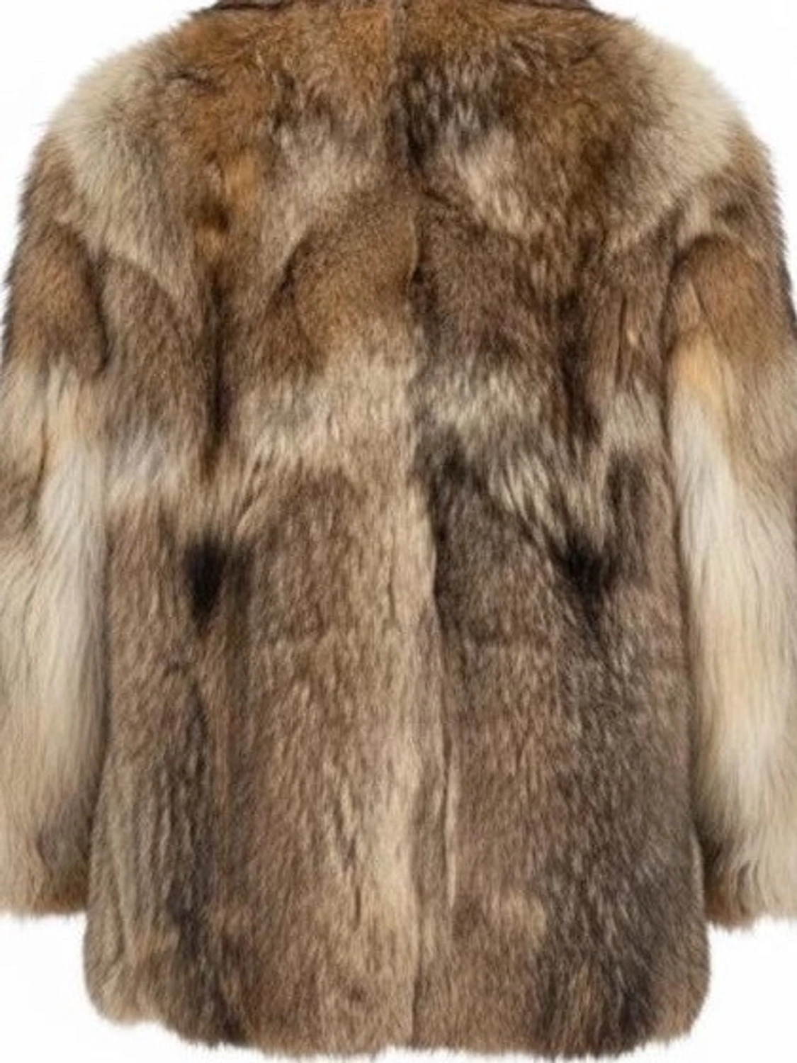 Brun vintage pälsjacka med krage - 4