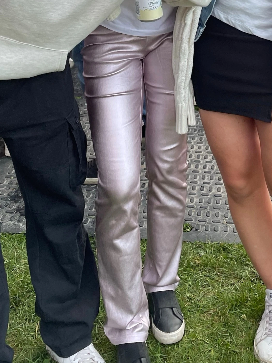 Metallic rosa raka byxor  - 1