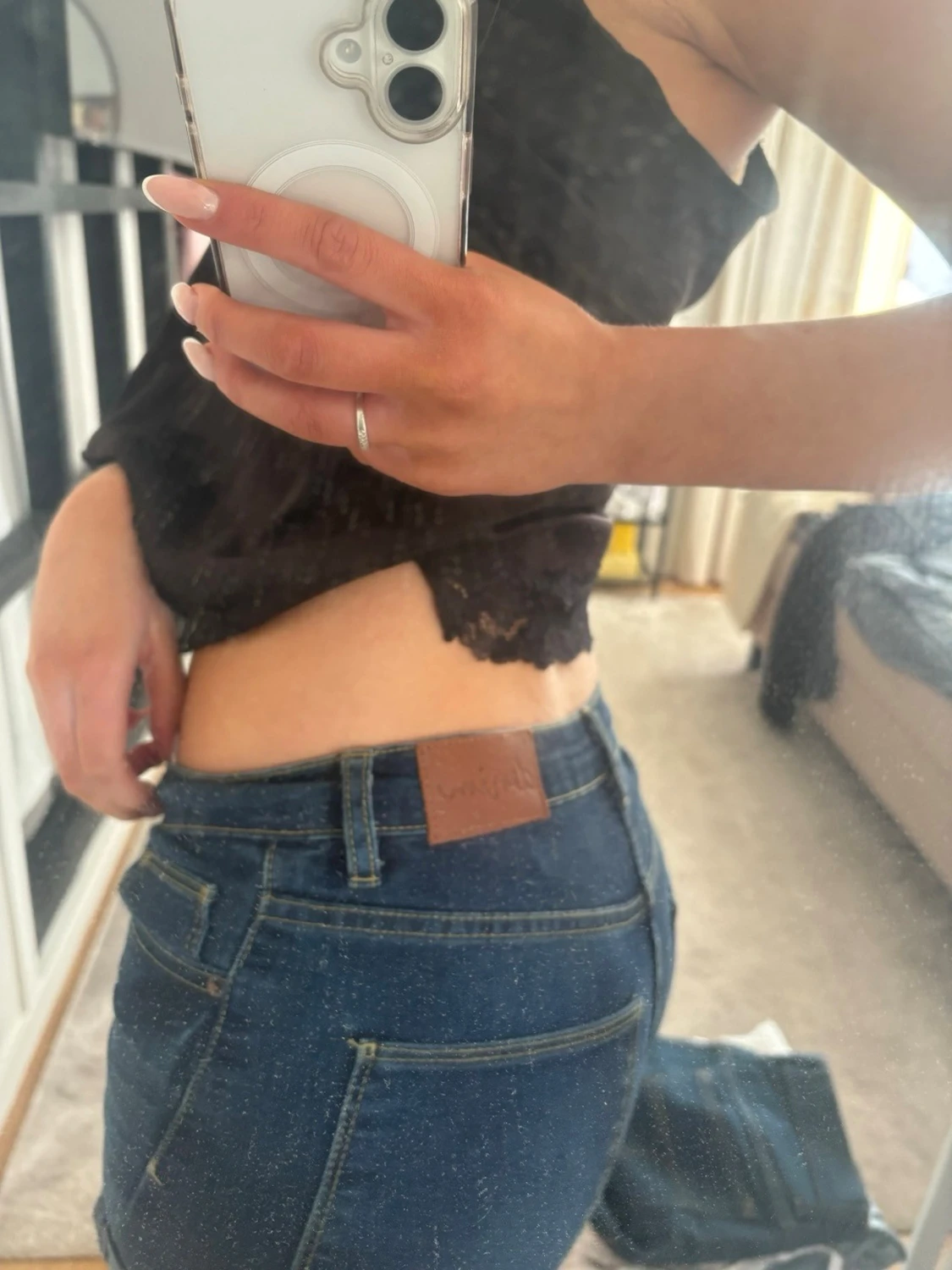 Mörkblå jeansshorts  - 1