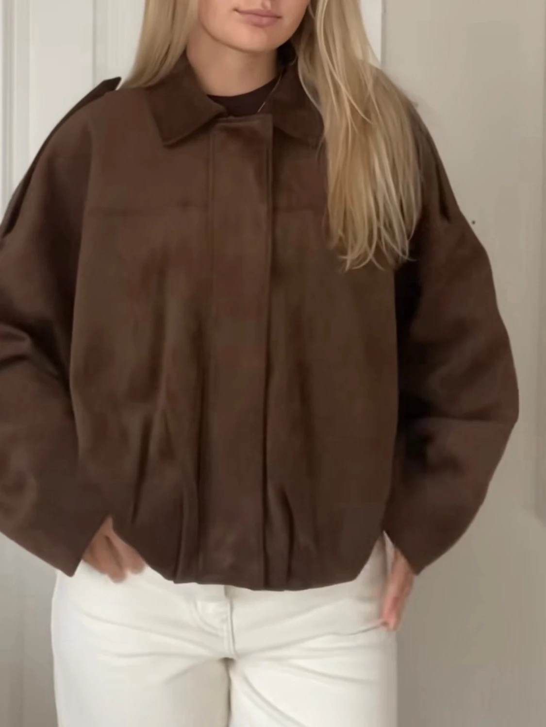 Brun oversized bomberjacka