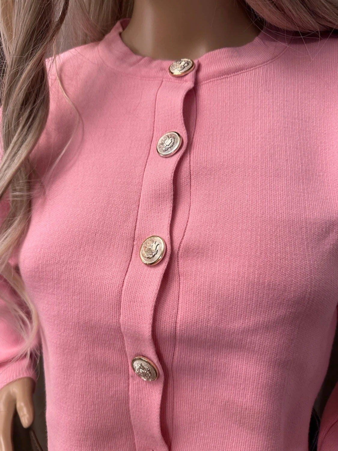 Rosa cropped kofta med guldknappar Xs-S - 1