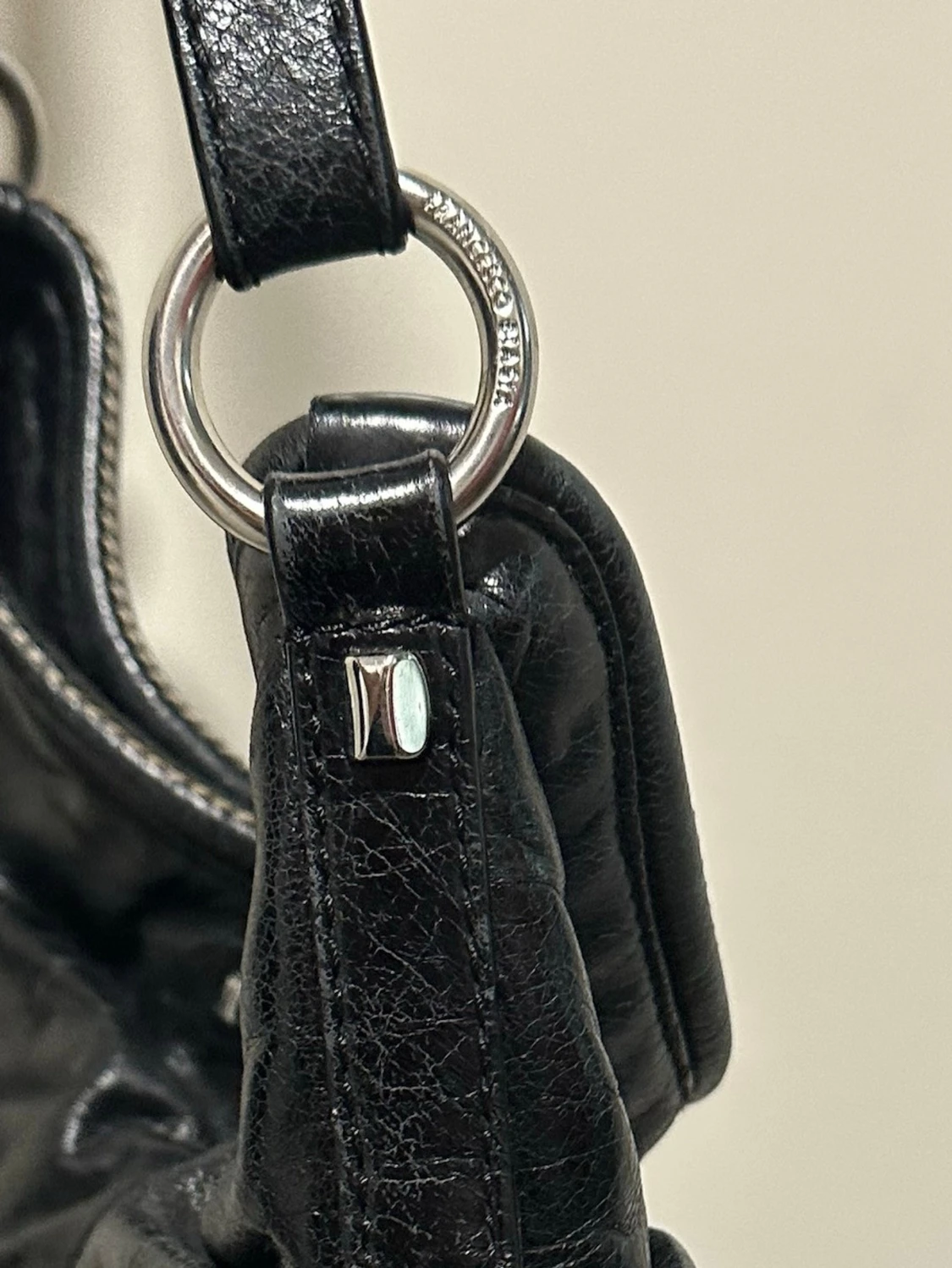 Svart vintage slouchy handväska i skinn - 3