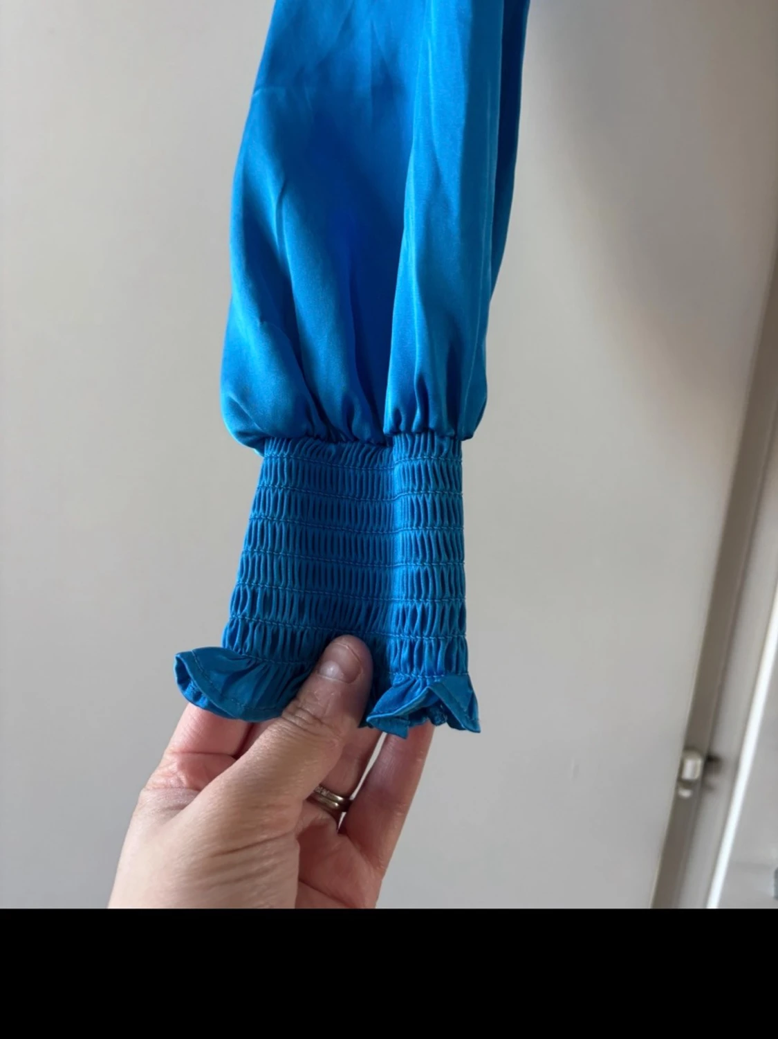 Blå omlottopp med långa ärmar - 1