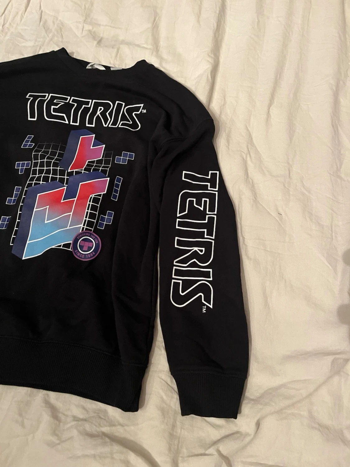 Svart Tetris sweatshirt med tryck - 1