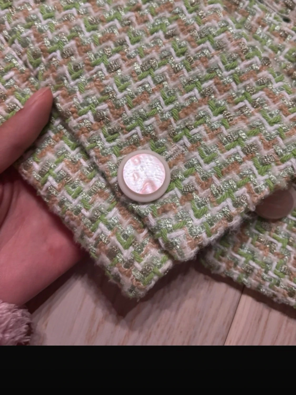 Grön rutig croppad jacka med knappar - 1