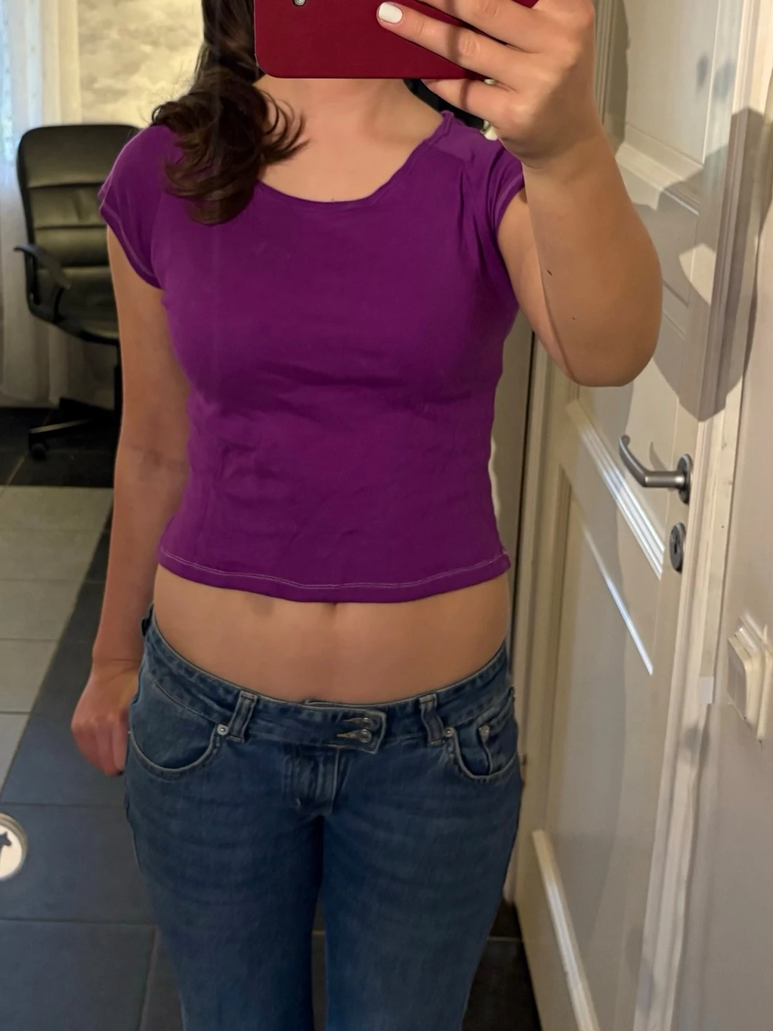Fin lila kortärmad topp - 1