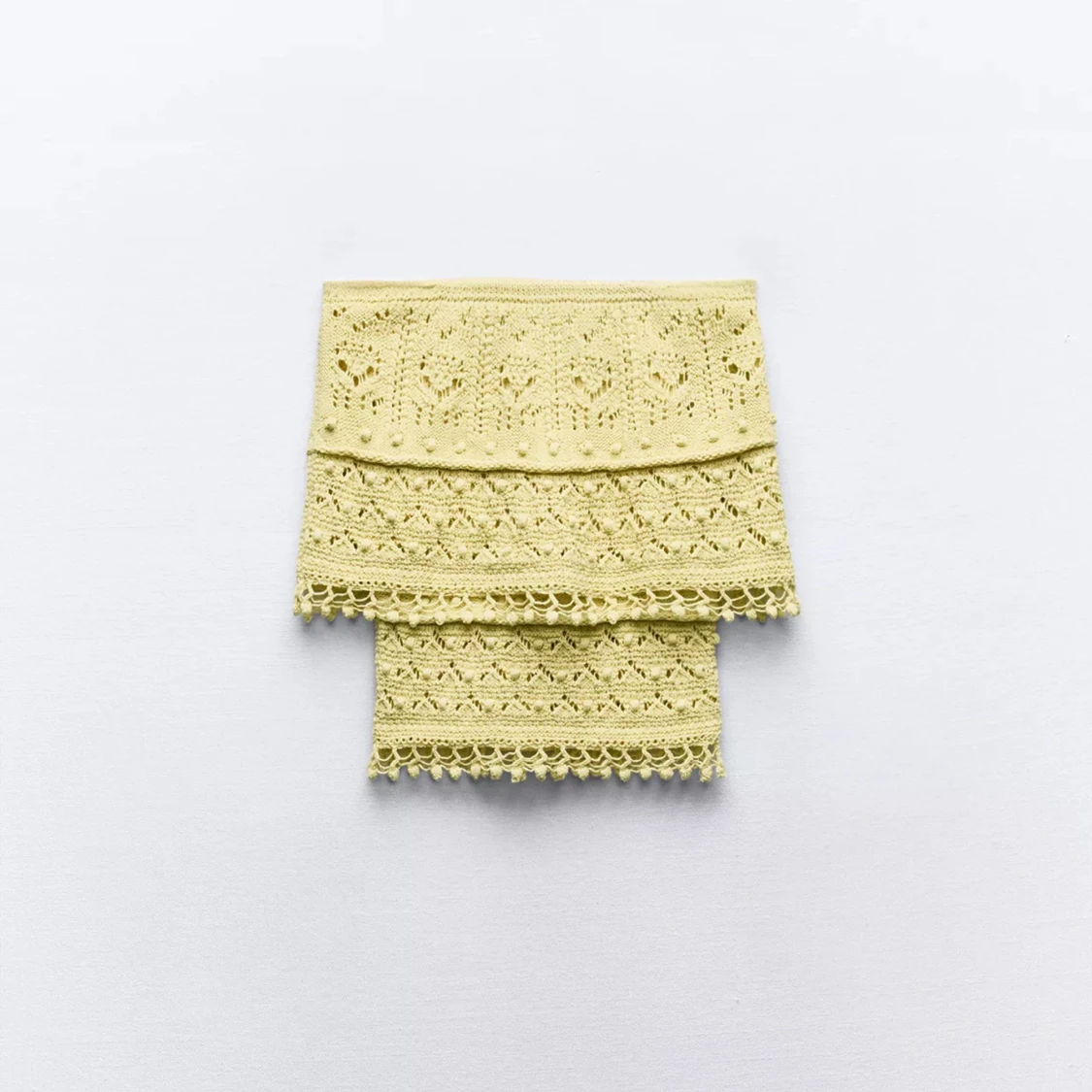 Ljusgul offshoulder stickad topp - 1