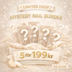 Mystery Bundle Press-on (L) - 5 st press-on nagelset (L) från min rea ✨ Mystery bundle – design väljs slumpmässigt  Perfekt om du vill testa flera set billigare 💅 Få sådana här erbjudanden – begränsat antal  • 5 för 199 kr • Handgjorda naglar • Från min rea-kollektion  💌 Tips: Lämna ett ❤️ på favoriter i FRÅN REAN – kanske dyker de upp i ditt paket (specifika set kan ej garanteras) 