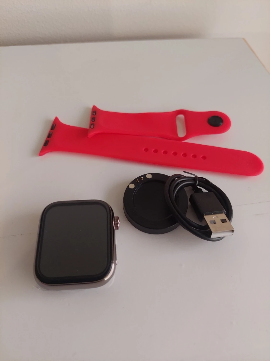 Smartklocka med rött silikonarmband - 3