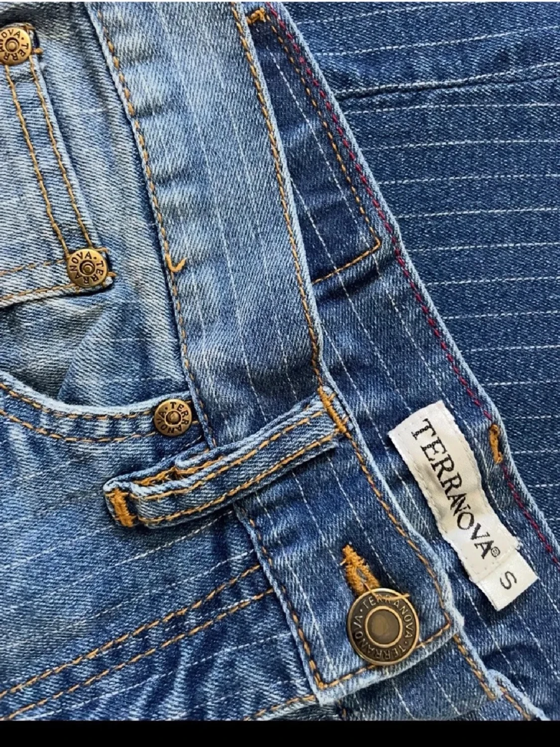 Blå bootcut jeans med ränder - 3